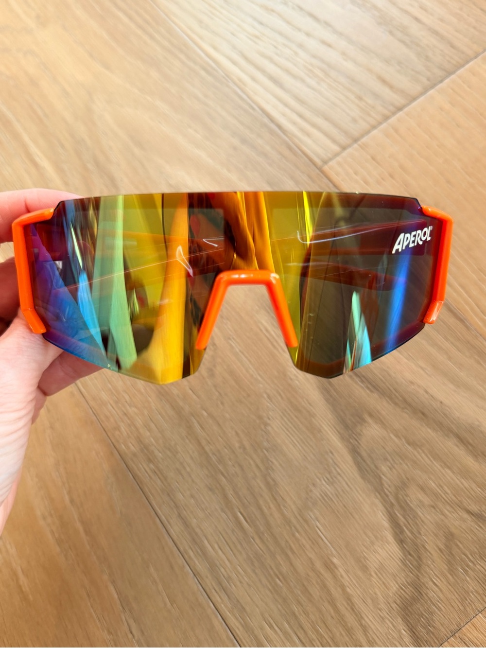 Men’s Orange Aperol Sunglasses with Mirrored Rainbow Lens